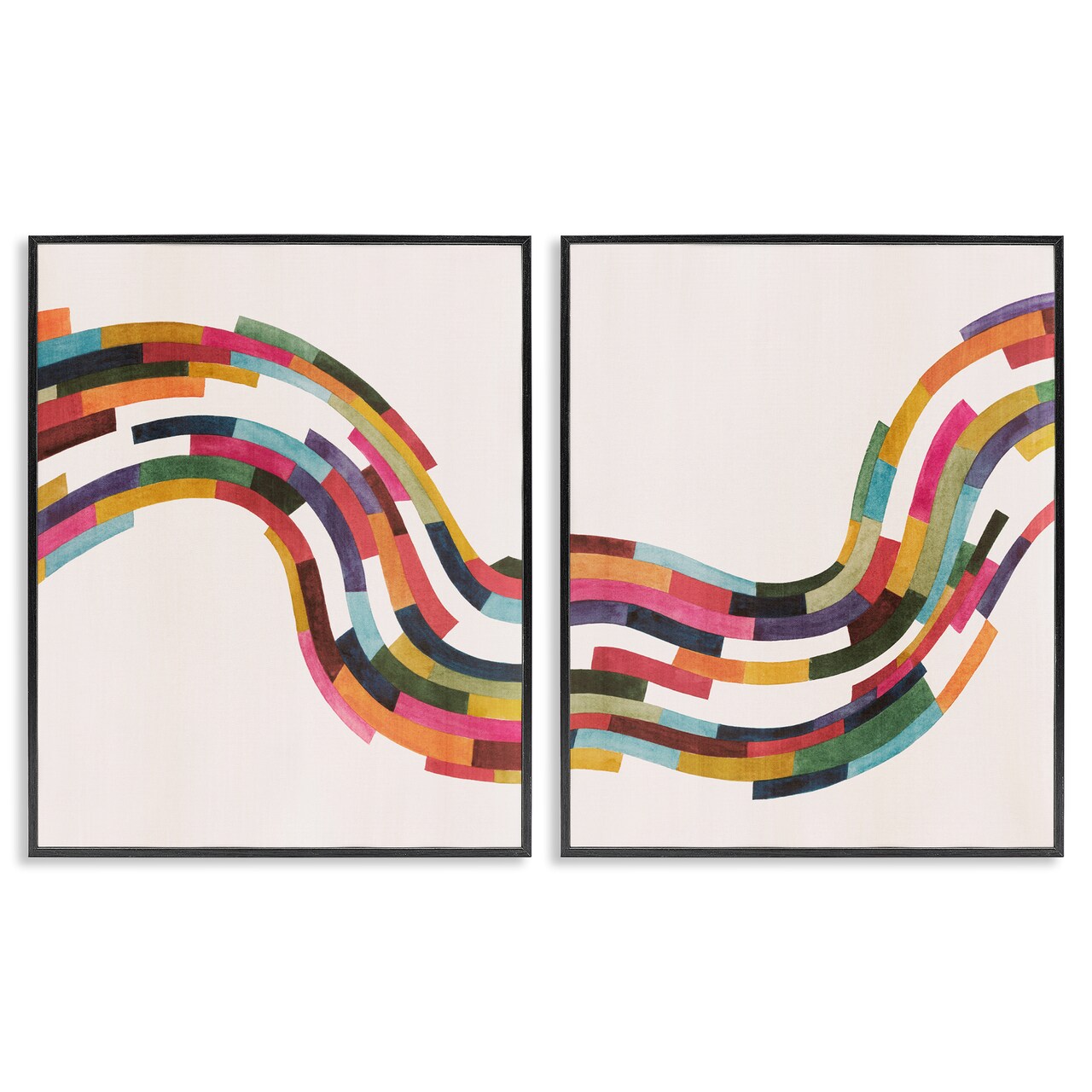 Stupell Industries Abstract Colorful Wave 2 pc Framed Giclee Wall Art Set Design by Grace Popp